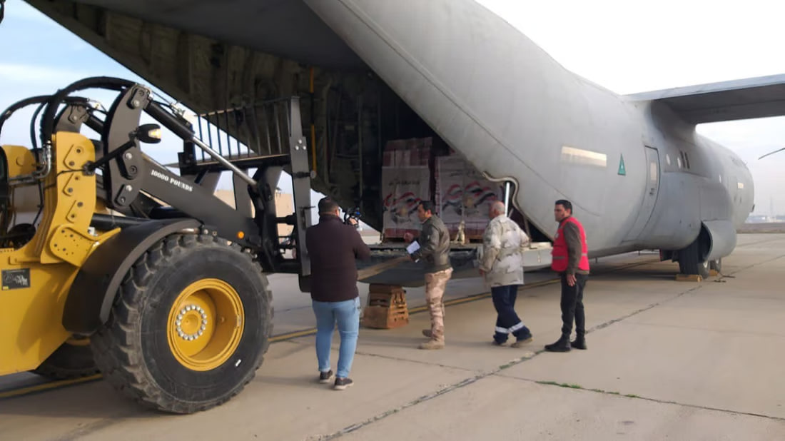 Iraqi Red Crescent Society sends 25 tons of aid to Gaza via Egyptian air force