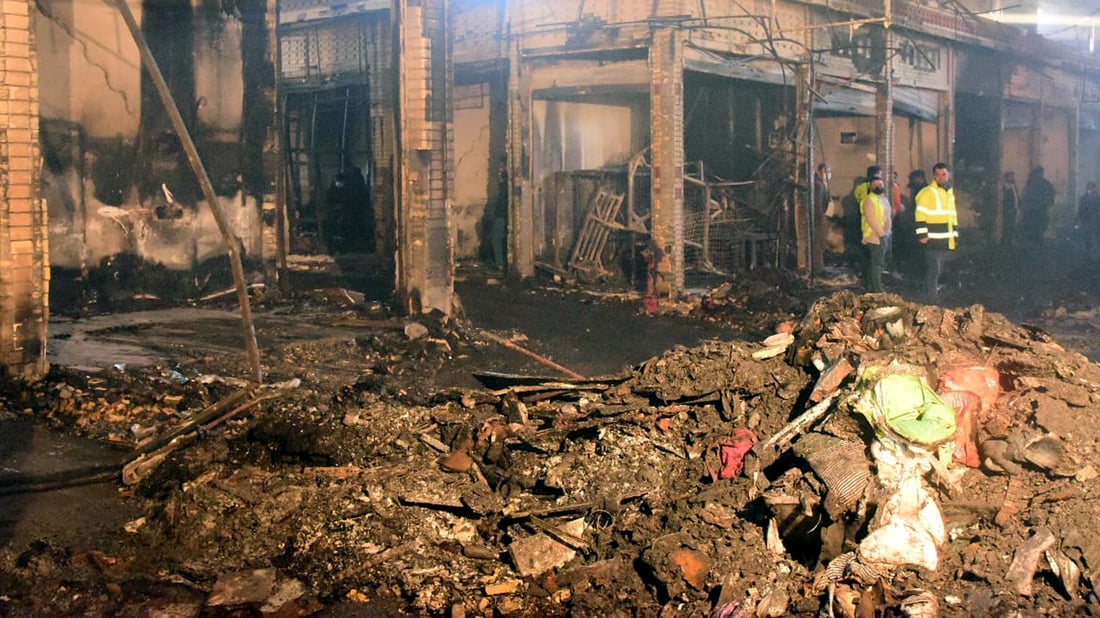 Cleanup efforts underway at Erbil’s Langa market following fire incident