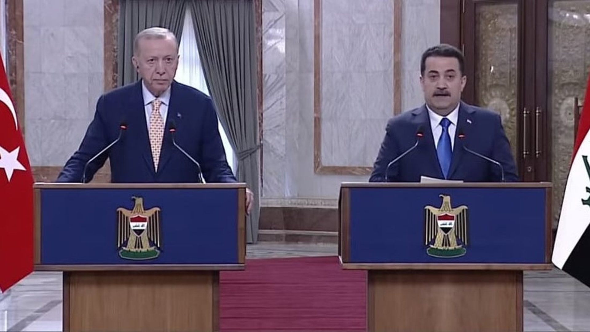 AlSudani and Turkeys Erdogan sign  agreements during bilateral meetings in Baghdad