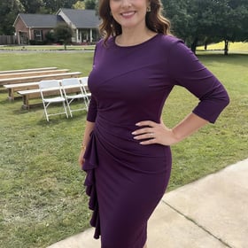 Women's Midi Dress Pencil Bodycon Ruffle Hem 3\/4 Sleeve Elegant Formal Dress for Church, Wedding, Work, Cocktail