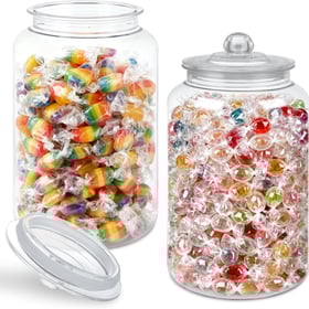 2 Pcs 1.5 Gallon Candy Jar Plastic Jars with Lids Decorative Cookie Jar Candy Buffet Containers Clear Airtight Food Storage Canister Home Decor Centerpiece Candy Cookies Storage （192oz）