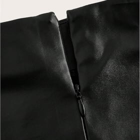 Women's Ruched PU Leather Bodycon Long Skirt Slit Back Zip Up Cocktail Pencil Skirts