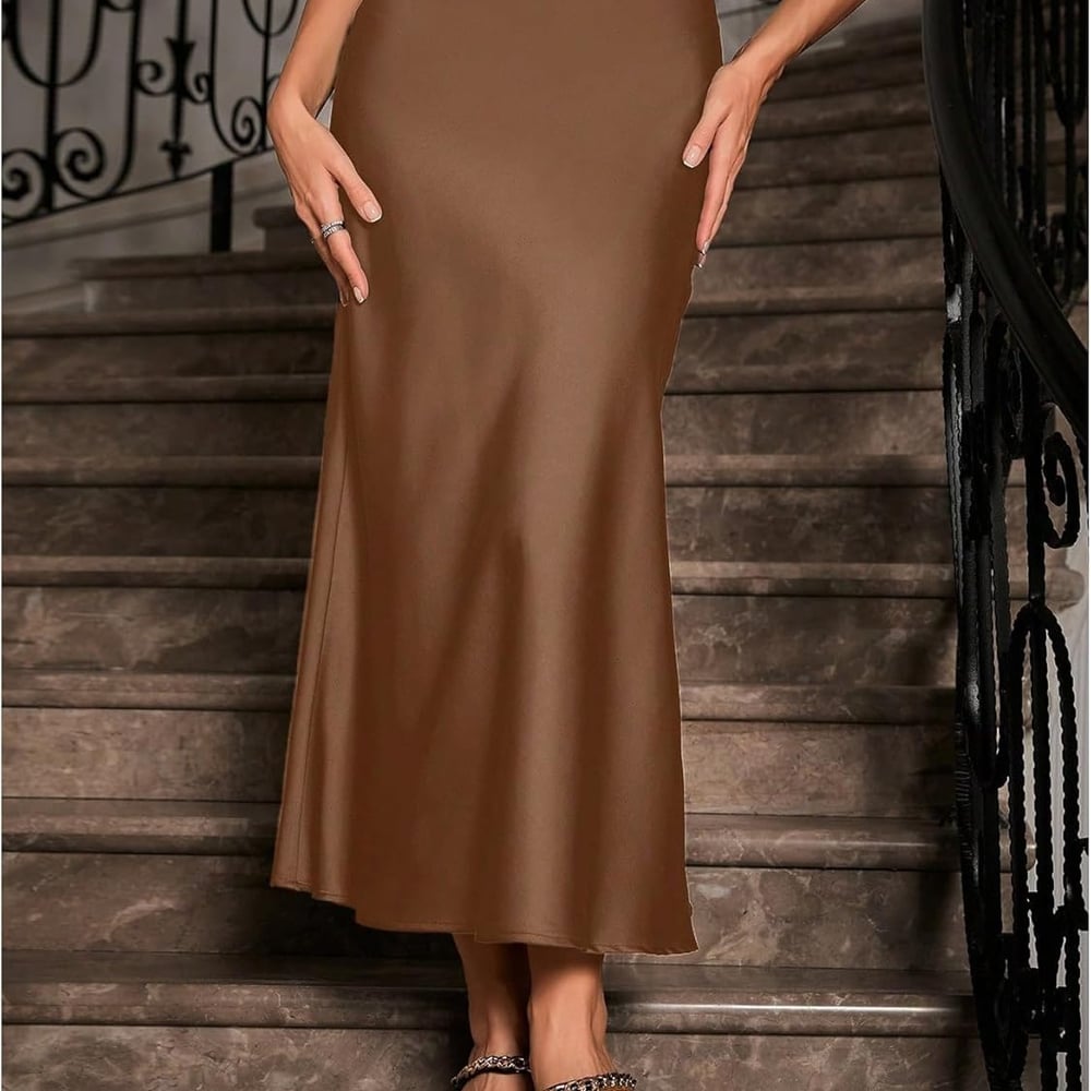 Women's Satin Maxi Skirts Going Out Outfits High Waisted Flowy A Line Silk Brunch Elegant Festival Long Skirt