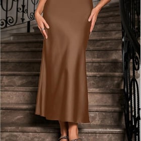 Women's Satin Maxi Skirts Going Out Outfits High Waisted Flowy A Line Silk Brunch Elegant Festival Long Skirt