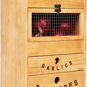 Potato Bin Veggie Organizer Rustic Pine Wood Potato, Onion & Garlic Storage Bin | Kitchen Organizer | Solid Wood Veggie Box | Compact Kitchen Box (13.77" L x 7.1" W x 29.3" H)