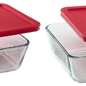Pyrex 7211 6-Cup Glass Dish & 7211-PC Red Lid (2-Pack) - Made in USA