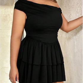 Women's Plus Size Cocktail Dress Summer Asymmetrical Mini Dress Ruffle Party Dresses