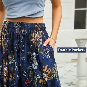 Maxi Skirts for Women with Pockets Long Midi Blue Floral