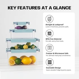 LocknLock HPL416 Classic-Plus Plastic Food Storage Container with Lid for Kitchen, Lunch, Meal Prep, and Leftovers, BPA-Free, Airtight, Leakproof, Microwave, Dishwasher, Freezer-Safe, 2.75L