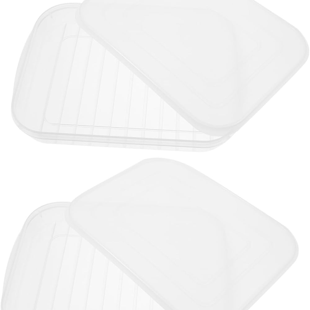 Tofficu 2pcs Transparent Bacon Storage Containers Sealing Meat Preservation Boxes for Fridge Organization for Cheese and Space-saving Food Storage