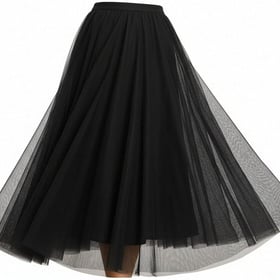 3-Season Women's Tulle Skirt Elastic High Waist A-Line Layered Flowy Long Tutu | Date Night Fall Party Casual Wear