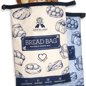 GRIN BY GRIN- Bread Bags 2 Pack Reusable Zipper Bags for Homemade Bread Sourdough Extra Large Freezer Storage