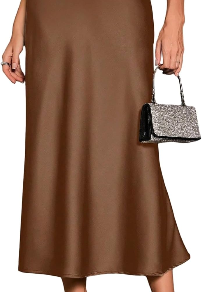 Women's Satin Maxi Skirts Going Out Outfits High Waisted Flowy A Line Silk Brunch Elegant Festival Long Skirt