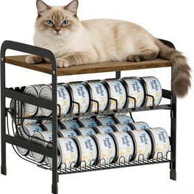 Can Organizer for Pantry Adjustable Cat Food Storage Container 2 Tier Canned Food Organizer for Human and Pet Holds up to 42 Cans Fifo Design