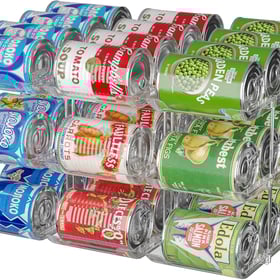 Stackable 3-Tier Can Organizer for Pantry & Fridge – Clear Auto-Rolling Rack Holds 36 Cans | Space-Saving Storage for Soda & Canned Food (3 Interlocking Sets)