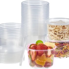 Jaluxing [50 Set - 16 oz. Plastic Deli Disposable Food Storage Containers With Airtight Lids (Formerly FULING)