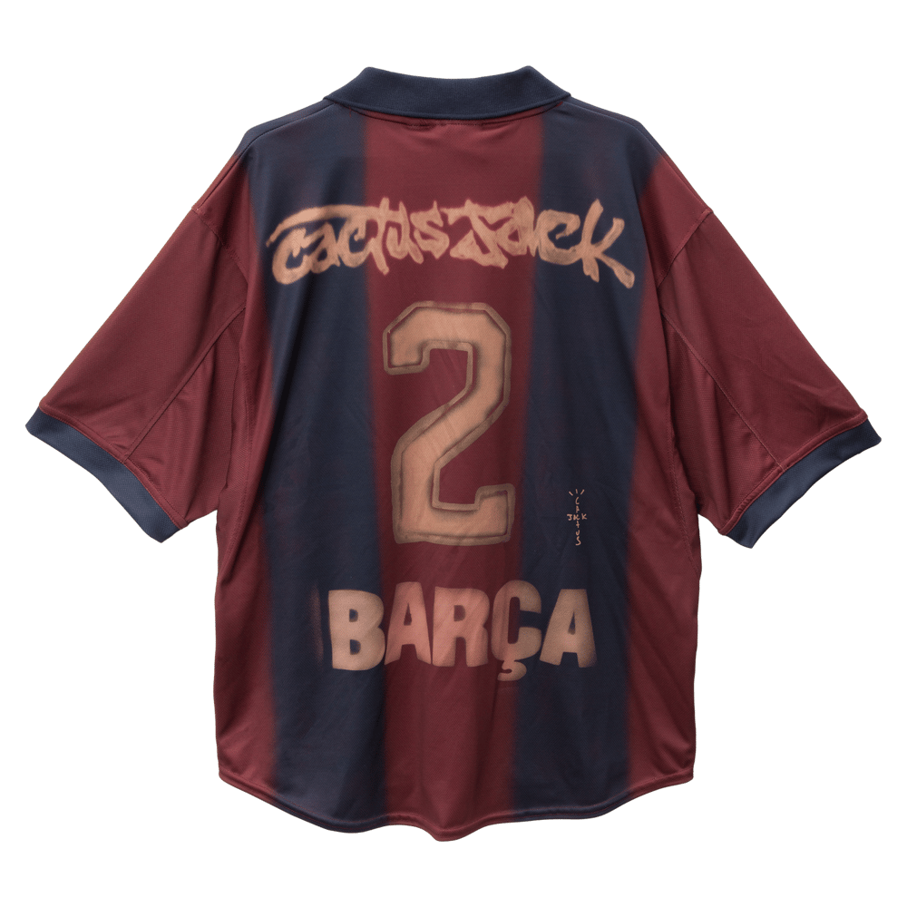 Kinder FC Barcelona X TRAVIS SCOTT Retro 2000/01 Heim Skelett Trikot