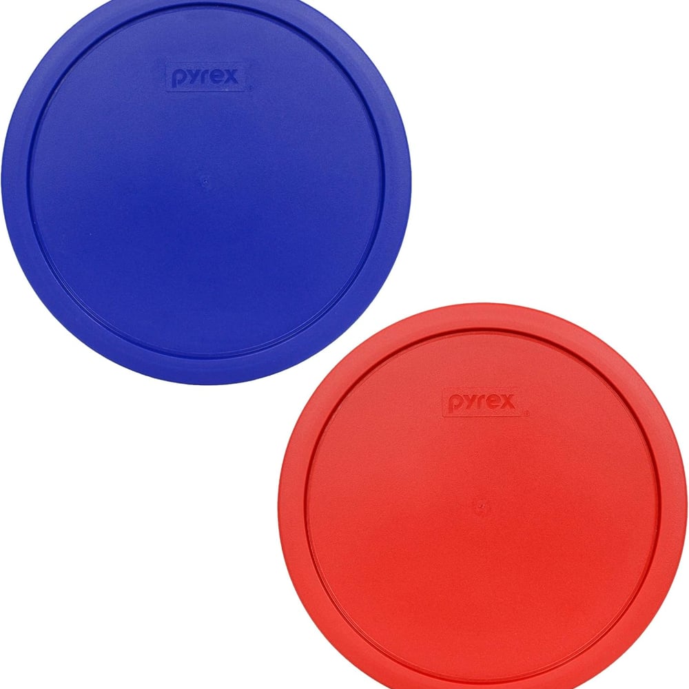 Pyrex 7403-PC 10 Cup (1) Cadet Blue & (1) Poppy Red Food Storage Replacement Lid - Made in USA