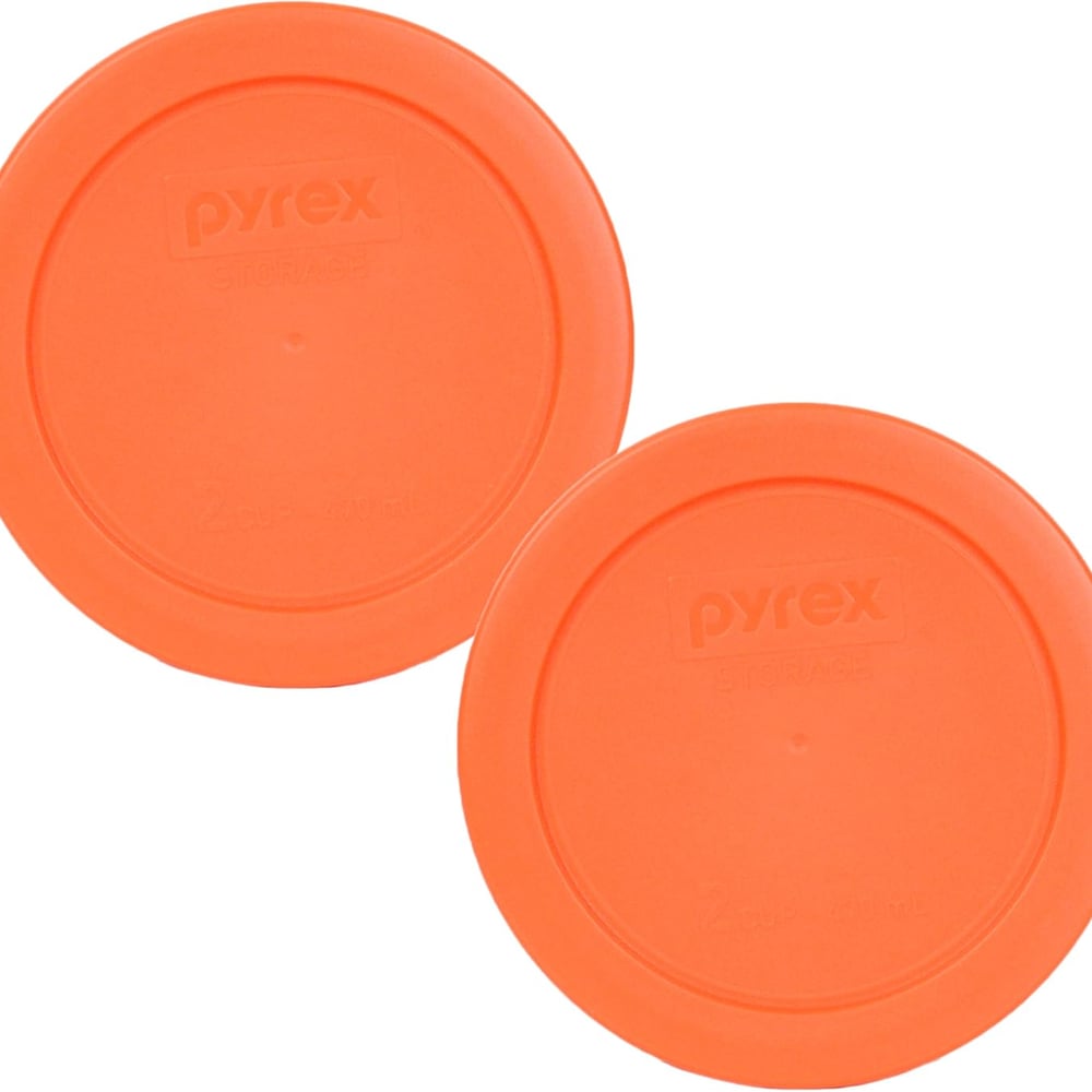 Pyrex 7200-PC 2-Cup Orange Food Storage Replacement Lid (2-Pack) - Made in USA