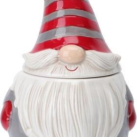 Cabilock Christmas Gnome 11 inch Air Tight Cookie Jar - Xmas Ceramic Candy Dishes,Decorative Container Christmas Cookie Jars Gnome Food Storage for Candy, Cookies, Nuts,Holiday Decor