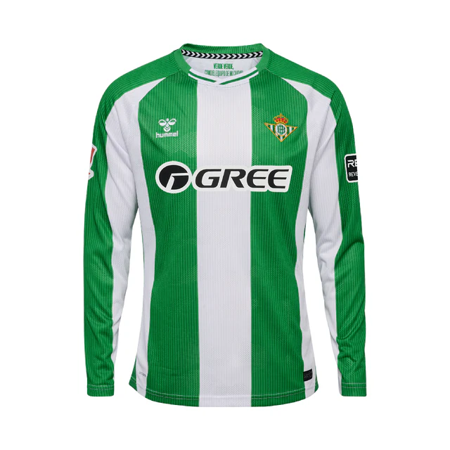Kinder Real Betis 2025/26 Heimtrikot mit langen Ärmeln