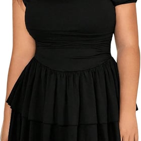 Women's Plus Size Cocktail Dress Summer Asymmetrical Mini Dress Ruffle Party Dresses