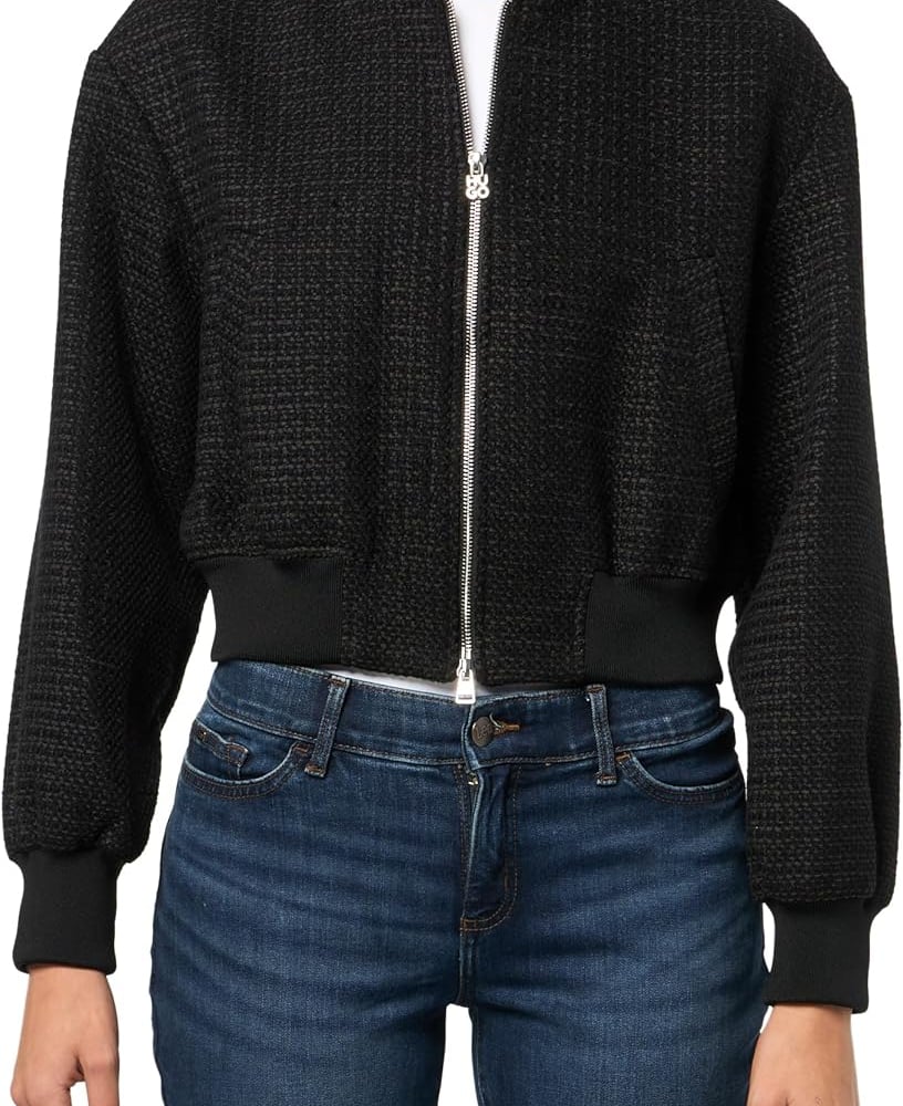 Women's Boucle Cropped Bomber Jacket