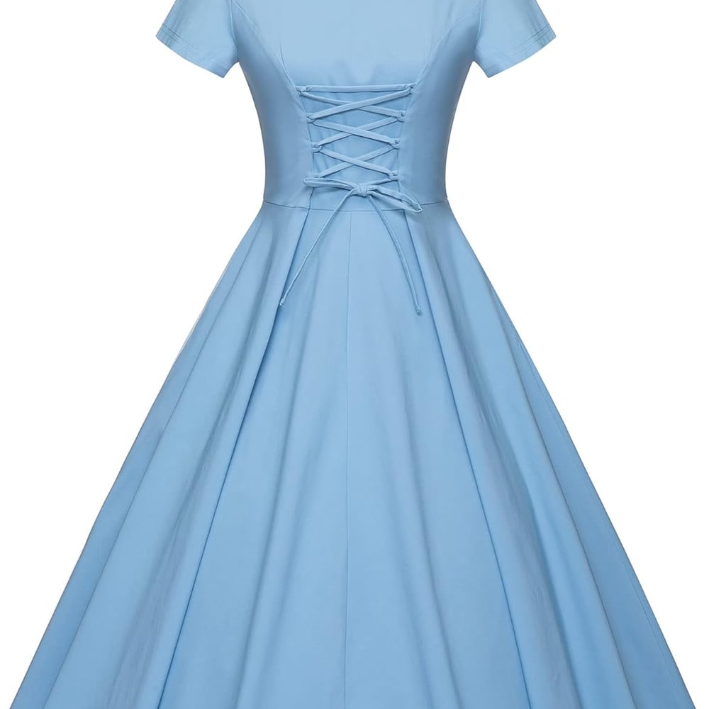 1950s Vintage Dresses Short Sleeves Cocktail Swing Dress with Pockets