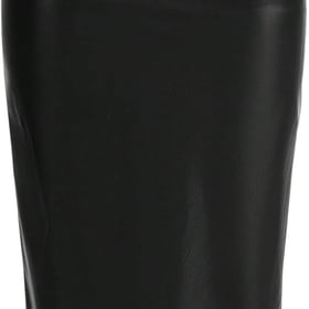 Women's Ruched PU Leather Bodycon Long Skirt Slit Back Zip Up Cocktail Pencil Skirts