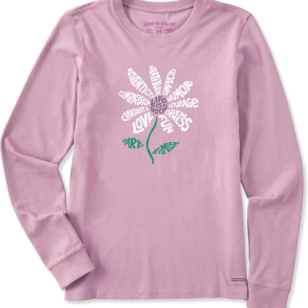 Life is Good Women's Crusher Tee Shirt, Long Sleeve Cotton Graphic T-Shirts, Superpowers Daisy