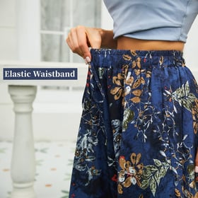 Maxi Skirts for Women with Pockets Long Midi Blue Floral