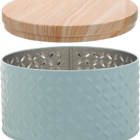 Lurrose Round Cookie Tins with Wood Lids, Metal Cookie Container Empty Biscuit Tin Tinplate Tea Canister Jewelry Trinket Box Foods Storage Container Tin for Candy Cookies