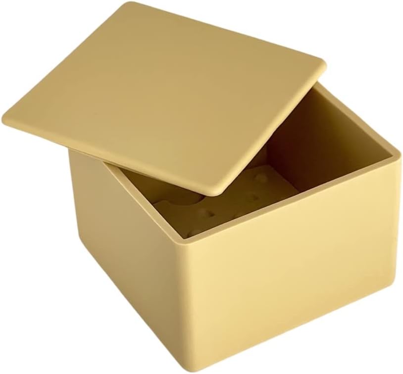 CapaBunga Cheese Vault for Soft Cheese - Reusable Artisan Cheese Storage Container for Fridge - Food Grade Silicone Cheese Container 5x5x3.5” - Easy to Clean Cheese Keeper for Refrigerator – Biscuit