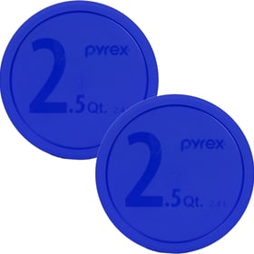 Pyrex 325-PC 2.5qt Blue Mixing Bowl Food Storage Replacement Lids (2-Pack) - Made in USA