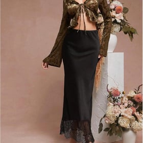 Women's Elegant Lace Maxi Skirt Low Rise Formal Wedding Guest Fishtail Skirt