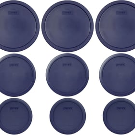 Pyrex (3) 7403-PC 10-Cup, (3) 7402-PC 6/7-Cup, & (3) 7201-PC 4-Cup Blue Food Storage Replacement Lids - Made in USA