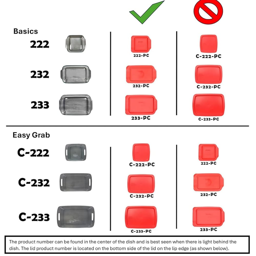 Pyrex 222-PC Red Square Plastic Food Storage Replacement Lid - Made in USA