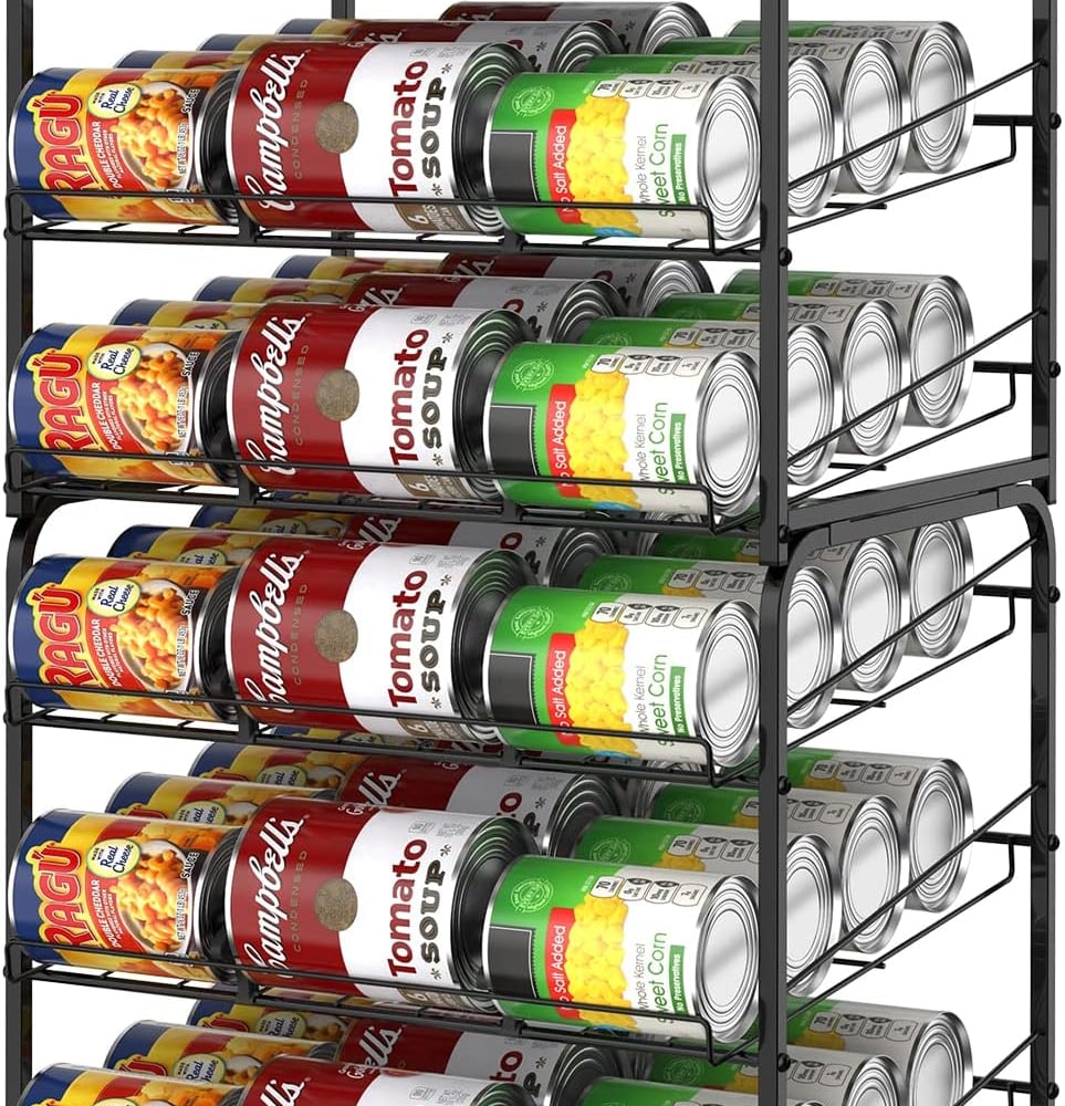 Stackable Can Rack Organizer 2 Pack Can Dispenser for Food Storage Can Organizer for Kitchen Pantry Cabinet Hold up to 72 Cans Black