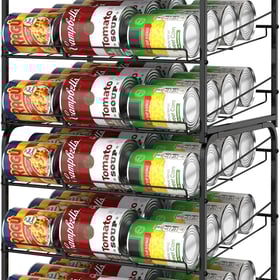 Stackable Can Rack Organizer 2 Pack Can Dispenser for Food Storage Can Organizer for Kitchen Pantry Cabinet Hold up to 72 Cans Black
