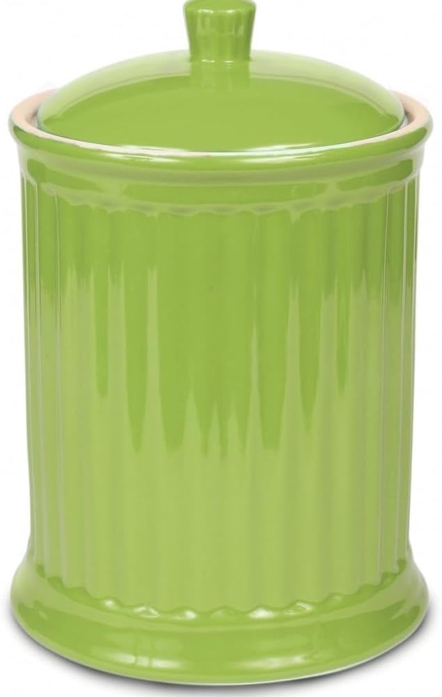 Omniware Simsbury XL Canister, 120oz Stoneware Kitchen Storage Jar with Lid - Large Airtight Container for Baking Essentials, Rustic Ceramic Canister for Coffee, Sugar, or Snacks (Citron)
