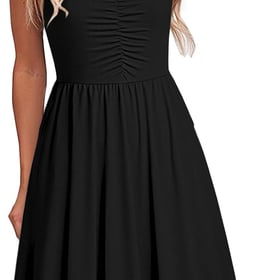 Casual Dresses for Women Sleeveless Cotton Summer Beach Dress A Line Spaghetti Strap Sundresses with Pockets