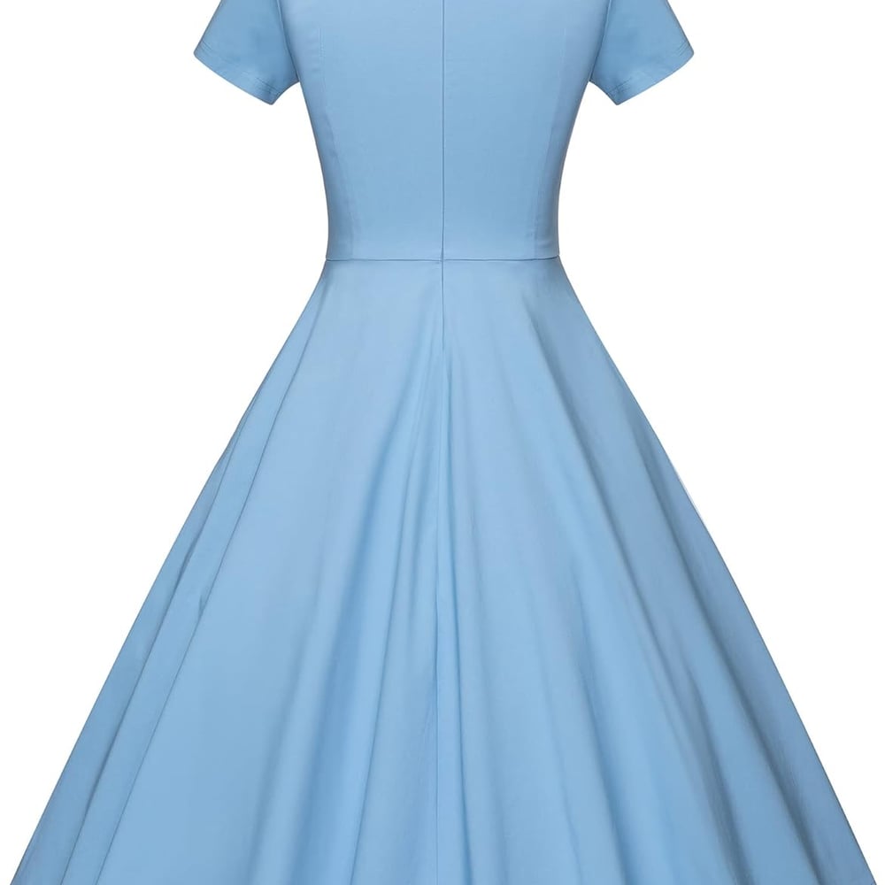 1950s Vintage Dresses Short Sleeves Cocktail Swing Dress with Pockets