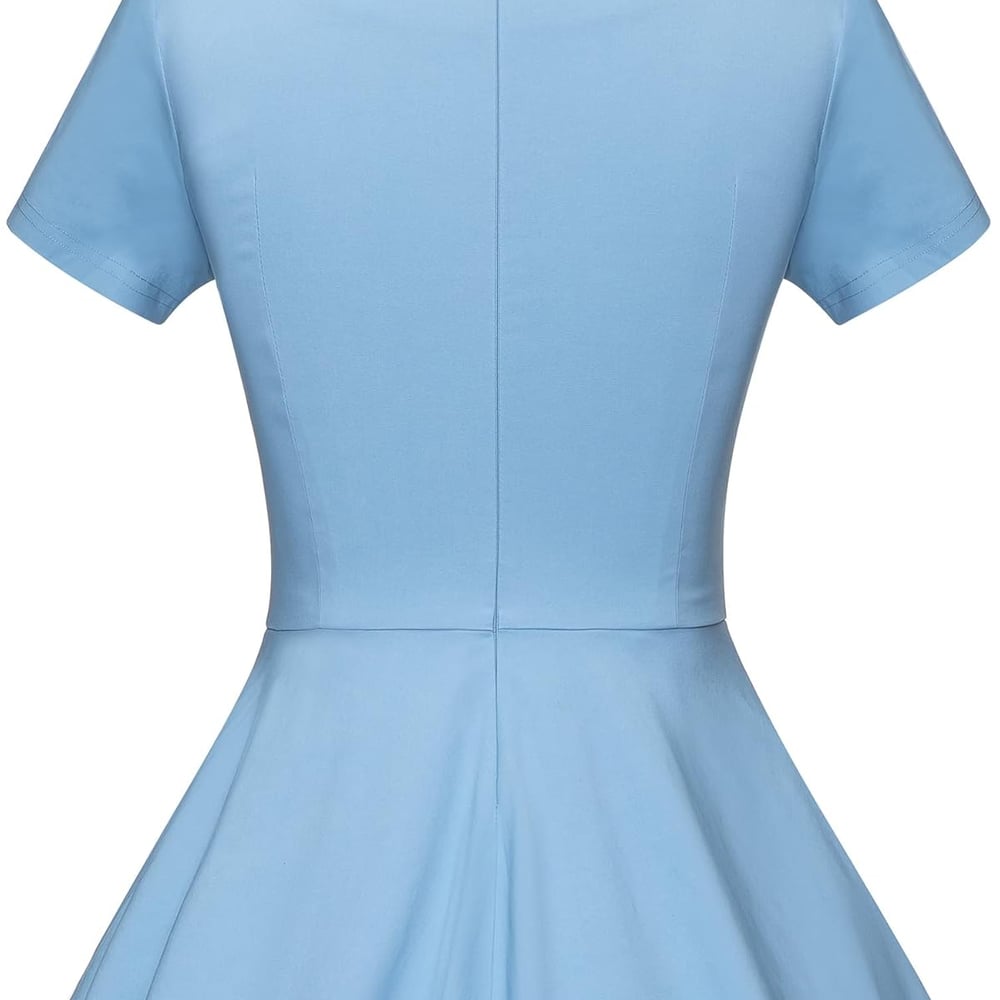 1950s Vintage Dresses Short Sleeves Cocktail Swing Dress with Pockets