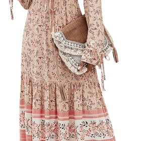 Women's Floral Print Boho V Neck Long Sleeve Flowy Maxi Dress
