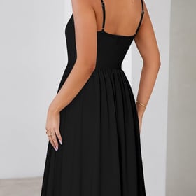 Casual Dresses for Women Sleeveless Cotton Summer Beach Dress A Line Spaghetti Strap Sundresses with Pockets