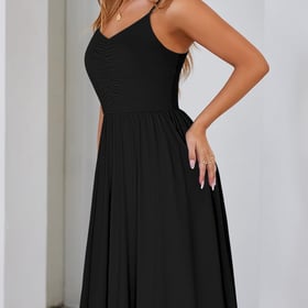 Casual Dresses for Women Sleeveless Cotton Summer Beach Dress A Line Spaghetti Strap Sundresses with Pockets