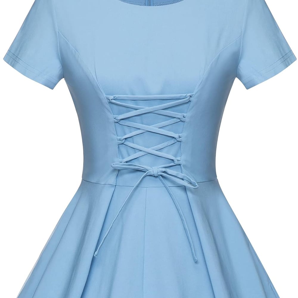 1950s Vintage Dresses Short Sleeves Cocktail Swing Dress with Pockets