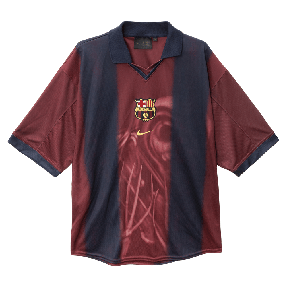 Kinder FC Barcelona X TRAVIS SCOTT Retro 2000/01 Heim Skelett Trikot