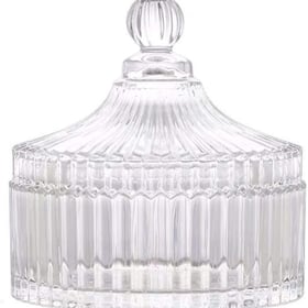 280ML/10Oz Candy Dishes Crystal Glass Candy Box with Lid Decorative Covered Food Storage Organization Sugar Bowl Cookie Jar Biscuit Jar Seasoning Jar for Home Kitchen(Clear)