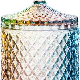 Home Basic Food Storage Organization Set-Rainbow Crystal Diamond Faceted Jar with Crystal Lid,Suitable as A Candy Dish,Cookie Tin,Biscuit Barrel,Decorative Candy Jar-16 OZ-Large